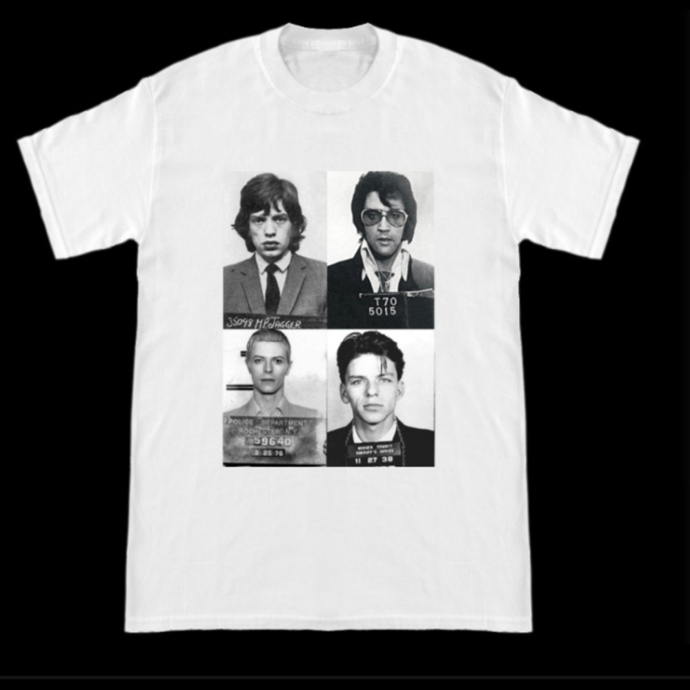 Bowie Mick Jagger Sinatra Elvis Presley mugshots